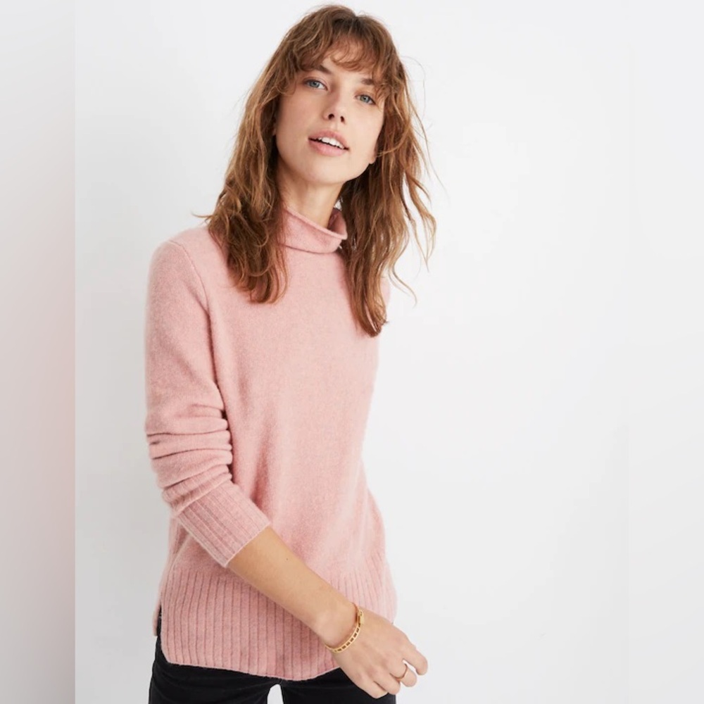 Madewell Donegal Inland Turtleneck Sweater Coziest Yarn Pink Women’s Sz M